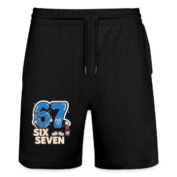 67 Six Seven Anti Noël Italien drôle B - Short de jogging bio TRAINER Stanley/Stella unisexe - noir - Devant - Nik (191cm) & Marisol (170cm)