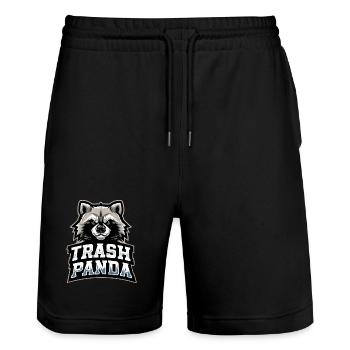 Trash Panda Waschbär Emblem - Stanley/Stella Unisex Bio Joggingshorts Trainer  - Schwarz - Vorne - Nik (191cm) & Marisol (170cm)