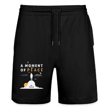 Moment of Peace Silhouette  "A Moment of Peace" - Stanley/Stella Trainer Unisex Organic Jogging Shorts - black - Front - Nik (191cm) & Marisol (170cm)