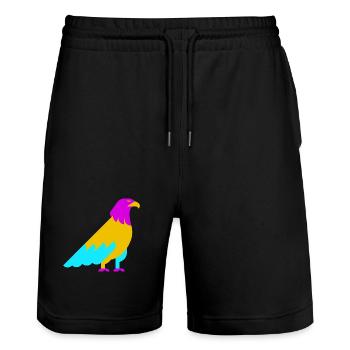 Colorful Abstract Eagle - Stanley/Stella Trainer Unisex Organic Jogging Shorts - black - Front - Nik (191cm) & Marisol (170cm)