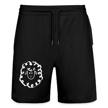 Schaf weiß - Stanley/Stella Unisex Bio Joggingshorts Trainer  - Schwarz - Vorne - Nik (191cm) & Marisol (170cm)