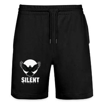 Silent – Dark Raven Gothic Motiv - Stanley/Stella Unisex Bio Joggingshorts Trainer  - Schwarz - Vorne - Nik (191cm) & Marisol (170cm)