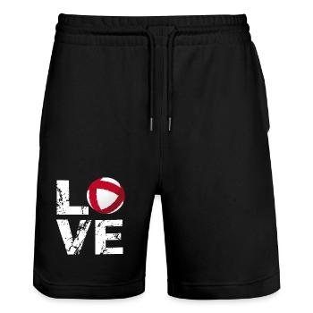 Love Radball, Radballer, Hallenradsport - Stanley/Stella Unisex Bio Joggingshorts Trainer  - Schwarz - Vorne - Nik (191cm) & Marisol (170cm)