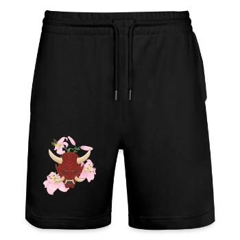 Oni x Lys roses - Short de jogging bio TRAINER Stanley/Stella unisexe - noir - Devant - Nik (191cm) & Marisol (170cm)