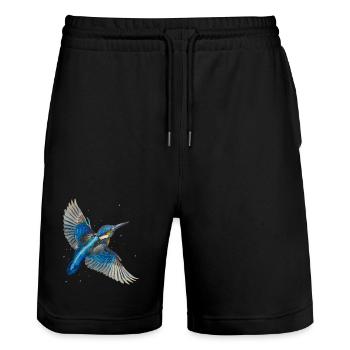 Kingfisher in flight - Stanley/Stella Trainer Unisex Organic Jogging Shorts - black - Front - Nik (191cm) & Marisol (170cm)