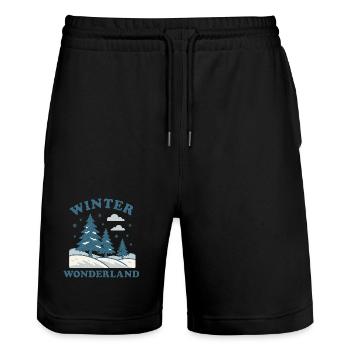 Winter Wonderland - Stanley/Stella Trainer Unisex Organic Jogging Shorts - black - Front - Nik (191cm) & Marisol (170cm)