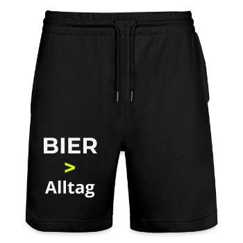 Bier > Alltag Shirt – Lustiges Frühlingsfest Bier  - Stanley/Stella Unisex Bio Joggingshorts Trainer  - Schwarz - Vorne - Nik (191cm) & Marisol (170cm)