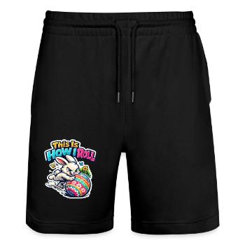 C’est comme ça que je fais Bunny Bunny Spring - Short de jogging bio TRAINER Stanley/Stella unisexe - noir - Devant - Nik (191cm) & Marisol (170cm)