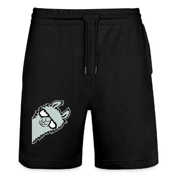 lama mentant nerd de lunettes arrogant animal drôle - Short de jogging bio TRAINER Stanley/Stella unisexe - noir - Devant - Nik (191cm) & Marisol (170cm)