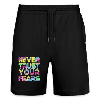 Never Fears W - Short de jogging bio TRAINER Stanley/Stella unisexe - noir - Devant - Nik (191cm) & Marisol (170cm)