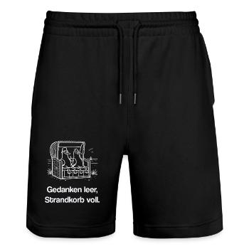 Gedanken leer Strandkorb voll witziges Möwen Meme - Stanley/Stella Unisex Bio Joggingshorts Trainer  - Schwarz - Vorne - Nik (191cm) & Marisol (170cm)