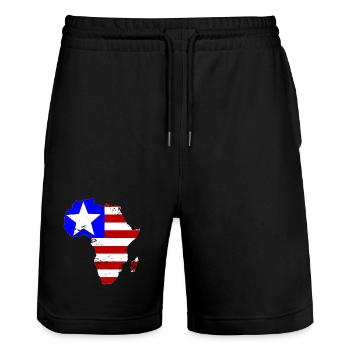 Liberia_Flagge_Afrika_used - Stanley/Stella Unisex Bio Joggingshorts Trainer  - Schwarz - Vorne - Nik (191cm) & Marisol (170cm)