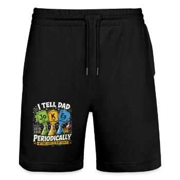 Ich erzähle Daddad-Witze ab und zu | Humorwissenschaft - Stanley/Stella Unisex Bio Joggingshorts Trainer  - Schwarz - Vorne - Nik (191cm) & Marisol (170cm)