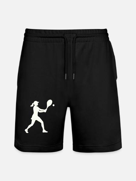 Tennis Player Silhouette - Stanley/Stella Trainer Unisex Organic Jogging Shorts - black