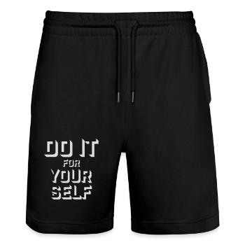 Do It For Yourself Inspirierend Selbstliebe Zitat - Stanley/Stella Unisex Bio Joggingshorts Trainer  - Schwarz - Vorne - Nik (191cm) & Marisol (170cm)