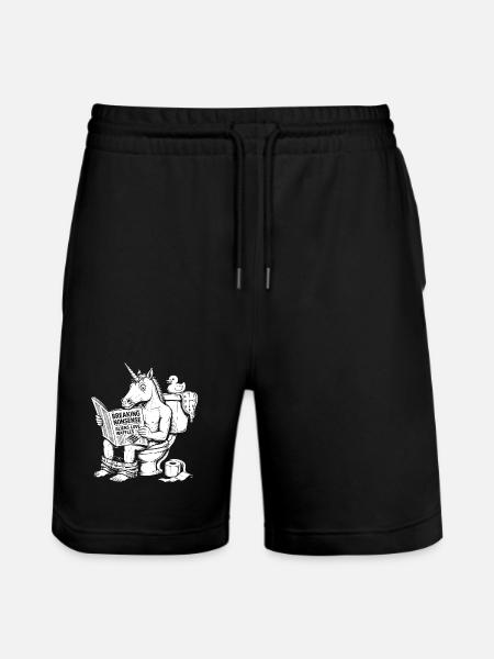 Nonsens Motiv mit Einhorn - Stanley/Stella Unisex Bio Joggingshorts Trainer - Schwarz
