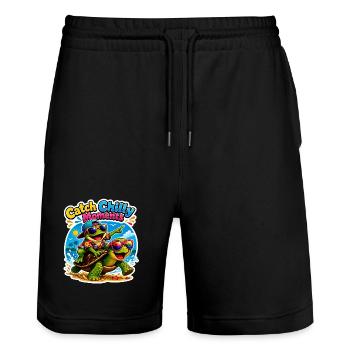 Urlaubs Vibes - Stanley/Stella Unisex Bio Joggingshorts Trainer  - Schwarz - Vorne - Nik (191cm) & Marisol (170cm)