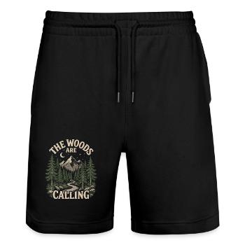 Outdoor-Abenteuer – Der Wald ruft - Stanley/Stella Unisex Bio Joggingshorts Trainer  - Schwarz - Vorne - Nik (191cm) & Marisol (170cm)