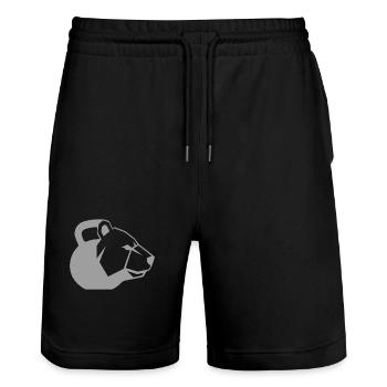Kettlebear Plain Grey - Stanley/Stella Trainer Unisex Organic Jogging Shorts - black - Front - Nik (191cm) & Marisol (170cm)