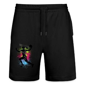 Handball Frau Sport Handballspielerin Handballerin - Stanley/Stella Unisex Bio Joggingshorts Trainer  - Schwarz - Vorne - Nik (191cm) & Marisol (170cm)