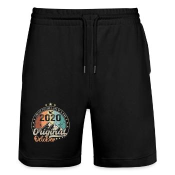 Oktober | die Legenden wurden im Oktober 2020 geboren - Stanley/Stella Unisex Bio Joggingshorts Trainer  - Schwarz - Vorne - Nik (191cm) & Marisol (170cm)