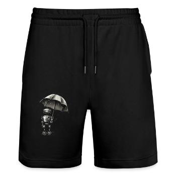 robot in the rain - Stanley/Stella Unisex Bio Joggingshorts Trainer  - Schwarz - Vorne - Nik (191cm) & Marisol (170cm)