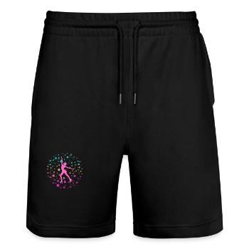 Eisprinzessin Eiskunstläuferin mit Glitzer Sternen - Stanley/Stella Unisex Bio Joggingshorts Trainer  - Schwarz - Vorne - Nik (191cm) & Marisol (170cm)