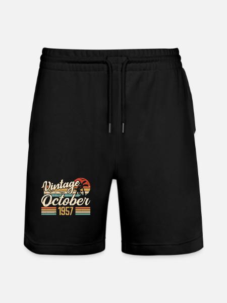 October 1957 Anniversary Gift - 1957 - Stanley/Stella Trainer Unisex Organic Jogging Shorts - black