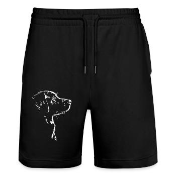 Labrador Retriever Hund Hunde Labbi Wilsigns - Stanley/Stella Unisex Bio Joggingshorts Trainer  - Schwarz - Vorne - Nik (191cm) & Marisol (170cm)