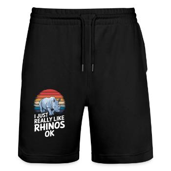 Rhinocéros Rhinocéros - Short de jogging bio TRAINER Stanley/Stella unisexe - noir - Devant - Nik (191cm) & Marisol (170cm)