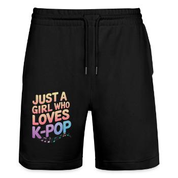 Musique K-Pop Pop Coréenne - Short de jogging bio TRAINER Stanley/Stella unisexe - noir - Devant - Nik (191cm) & Marisol (170cm)