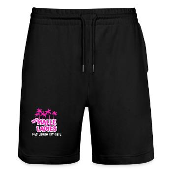 Hey Malle Ladies. Ds Leben ist geil - Stanley/Stella Unisex Bio Joggingshorts Trainer  - Schwarz - Vorne - Nik (191cm) & Marisol (170cm)