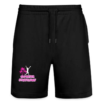 100 Meter Staffel Sauf - Stanley/Stella Unisex Bio Joggingshorts Trainer  - Schwarz - Vorne - Nik (191cm) & Marisol (170cm)