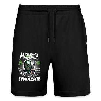 Syndicat de gangsters - Short de jogging bio TRAINER Stanley/Stella unisexe - noir - Devant - Nik (191cm) & Marisol (170cm)