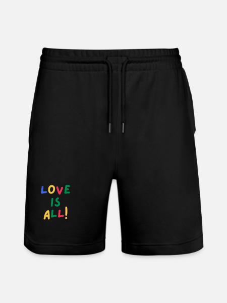 LOVE IS ALL - Stanley/Stella Trainer Unisex Organic Jogging Shorts - black