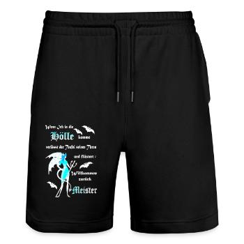 Hölle Teufel Satan Dämon gefallener Engel. - Stanley/Stella Unisex Bio Joggingshorts Trainer  - Schwarz - Vorne - Nik (191cm) & Marisol (170cm)