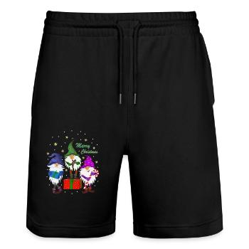 Christmas gnomes goblins gnomes Christmas gnomes - Stanley/Stella Trainer Unisex Organic Jogging Shorts - black - Front - Nik (191cm) & Marisol (170cm)