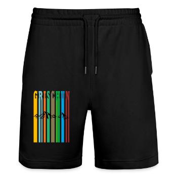 grischun - Stanley/Stella Unisex Bio Joggingshorts Trainer  - Schwarz - Vorne - Nik (191cm) & Marisol (170cm)