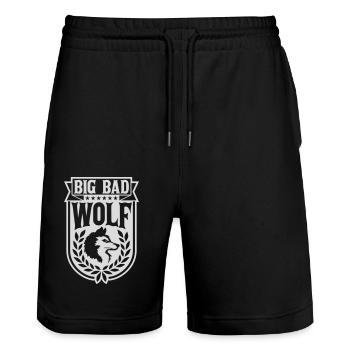big bad wolf quote - Stanley/Stella Trainer Unisex Organic Jogging Shorts - black - Front - Nik (191cm) & Marisol (170cm)