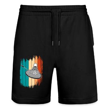 Badminton - Stanley/Stella Trainer Unisex Organic Jogging Shorts - black - Front - Nik (191cm) & Marisol (170cm)