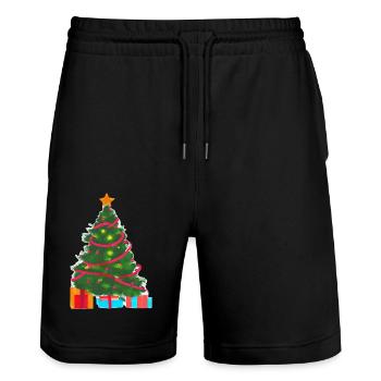 Christmas Gift Christmas Tree Christmas Tree - Stanley/Stella Trainer Unisex Organic Jogging Shorts - black - Front - Nik (191cm) & Marisol (170cm)