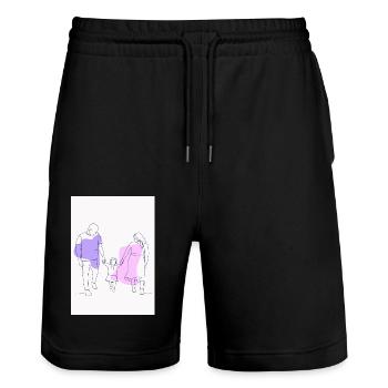 Family Liebe Zusammen - Stanley/Stella Unisex Bio Joggingshorts Trainer  - Schwarz - Vorne - Nik (191cm) & Marisol (170cm)