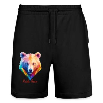 Stolzer Bär - Stanley/Stella Unisex Bio Joggingshorts Trainer  - Schwarz - Vorne - Nik (191cm) & Marisol (170cm)