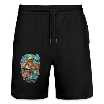 Fast Food City Monsters - Short de jogging bio TRAINER Stanley/Stella unisexe - noir - Devant - Nik (191cm) & Marisol (170cm)