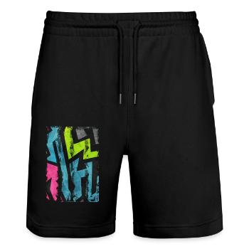 Graffiti style Splash hip hop colors painter color - Stanley/Stella Trainer Unisex Organic Jogging Shorts - black - Front - Nik (191cm) & Marisol (170cm)