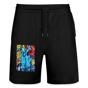 Graffiti-Stil Splash Hip Hop Farben Maler Farbe - Stanley/Stella Unisex Bio Joggingshorts Trainer  - Schwarz - Vorne - Nik (191cm) & Marisol (170cm)