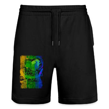 Graffiti style Splash hip hop colors painter color - Stanley/Stella Trainer Unisex Organic Jogging Shorts - black - Front - Nik (191cm) & Marisol (170cm)
