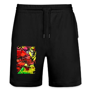Graffiti-Stil Splash Hip Hop Farben Maler Farbe - Stanley/Stella Unisex Bio Joggingshorts Trainer  - Schwarz - Vorne - Nik (191cm) & Marisol (170cm)