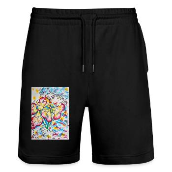 Blumenmädchen - Stanley/Stella Unisex Bio Joggingshorts Trainer  - Schwarz - Vorne - Nik (191cm) & Marisol (170cm)