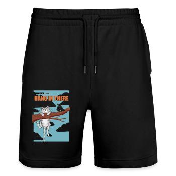 Hang in there 08 - Stanley/Stella Unisex Bio Joggingshorts Trainer  - Schwarz - Vorne - Nik (191cm) & Marisol (170cm)